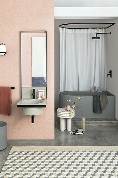 ELLE Tondo: Waschtisch mit Rückwand und Spiegel